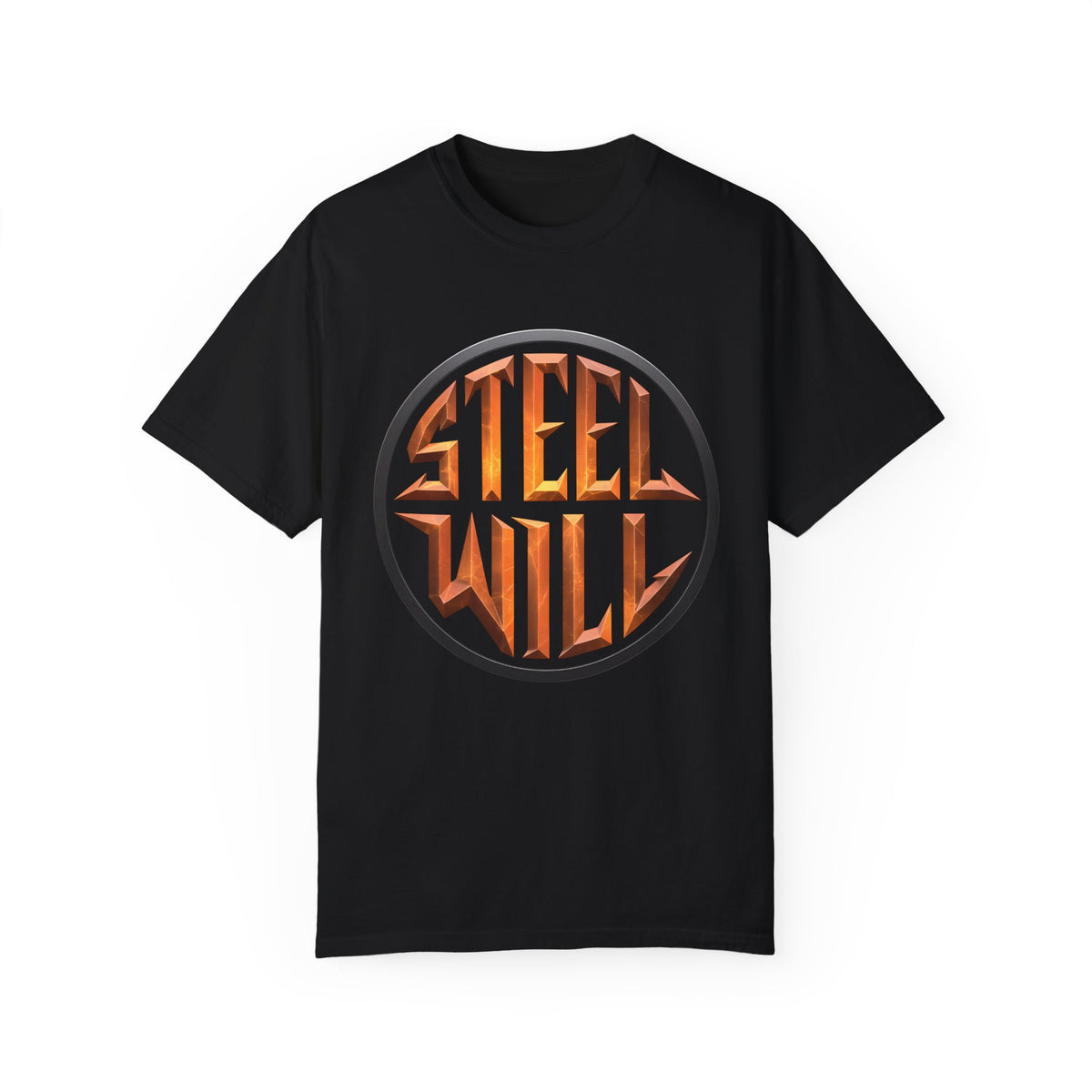 Unisex Garment-Dyed T-Shirt with 'Steel Will' Graphic - Casual Wear for Strength Enthusiasts